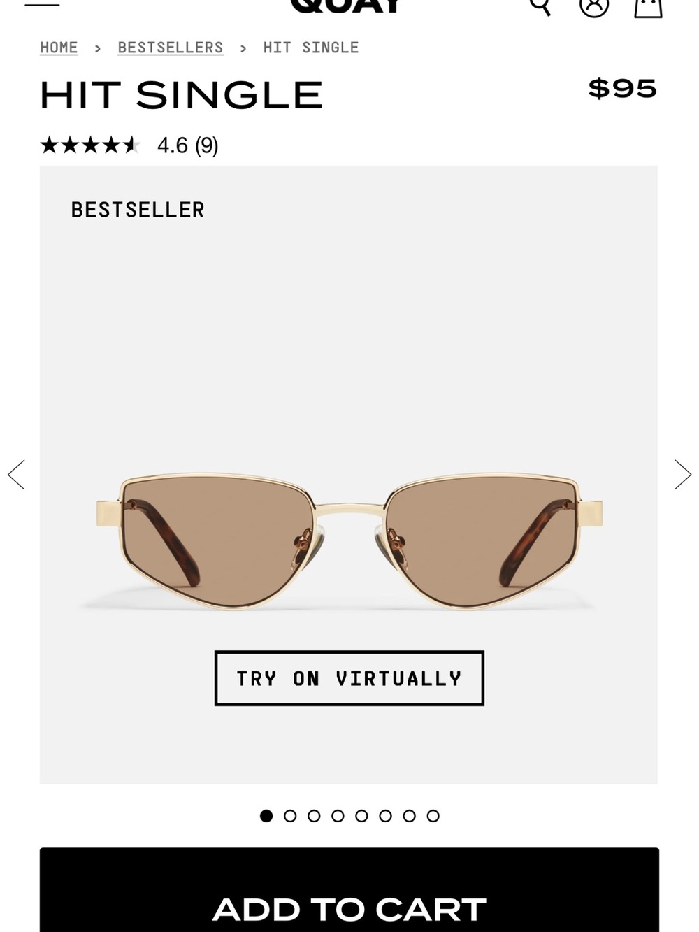 Quay Australia Hit Single Gold Frame Sunglasses with Brown Lenses